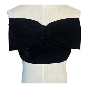 NWT forever 21 Black Velvet Elegant Black Bow tie tube top | Medium